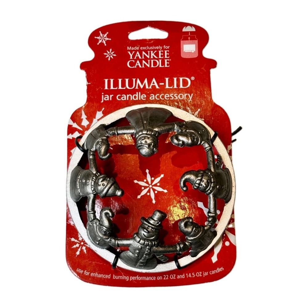NEW Yankee Candle Illuma Lid Jar Candle Topper Snowman & Trees Christmas